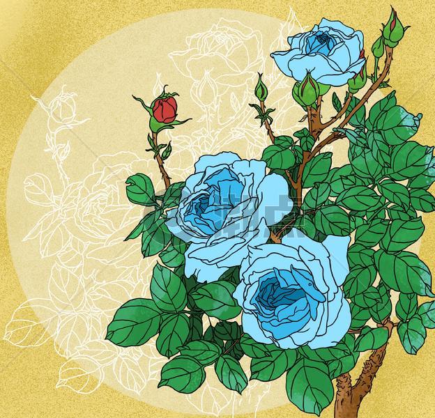 中国风工笔国潮月季花花卉图片素材免费下载