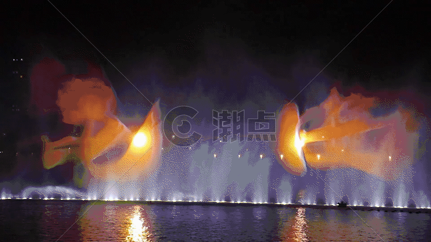 大型喷泉灯光表演秀GIF图片素材免费下载