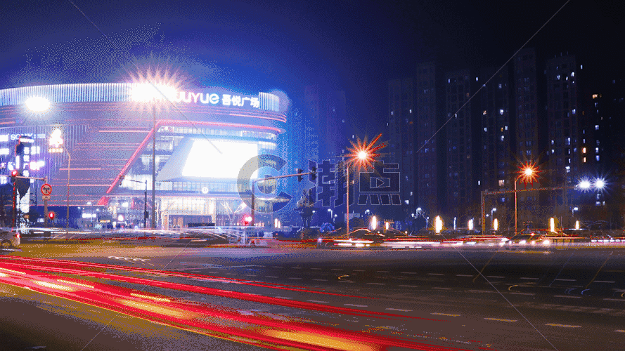 城市广场夜景延时GIF图片素材免费下载