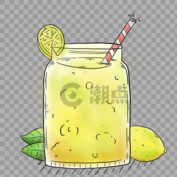 手绘卡通可爱夏日清凉水果柠檬汽水图片素材免费下载
