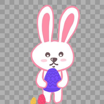 搞怪可爱兔子抱彩蛋过复活节图片素材免费下载