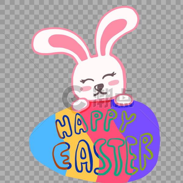 搞怪可爱复活节小兔与彩色彩蛋图片素材免费下载