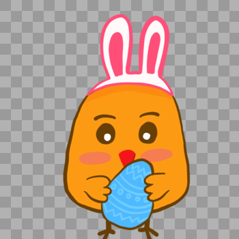 可爱小鸡复活节装扮抱彩蛋图片素材免费下载