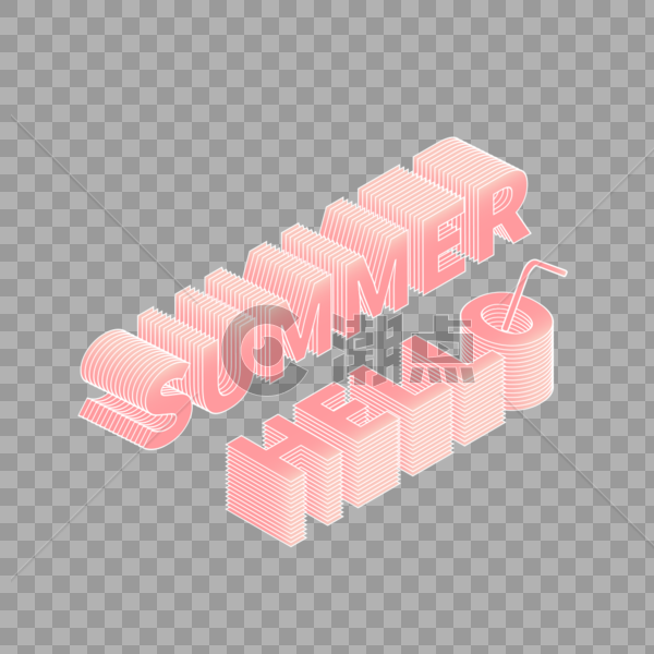 你好夏天立体英文字图片素材免费下载