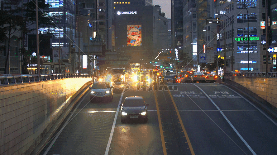 韩国汉城市中心繁荣公路GIF图片素材免费下载