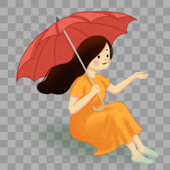 打伞坐着的女孩图片素材免费下载