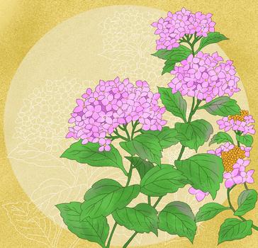 中国风国潮工笔紫阳花花卉图片素材免费下载