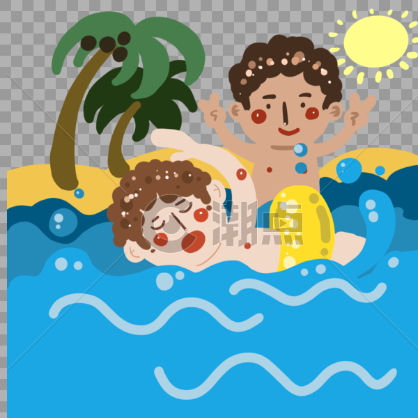 夏天小孩游泳嬉戏图片素材免费下载