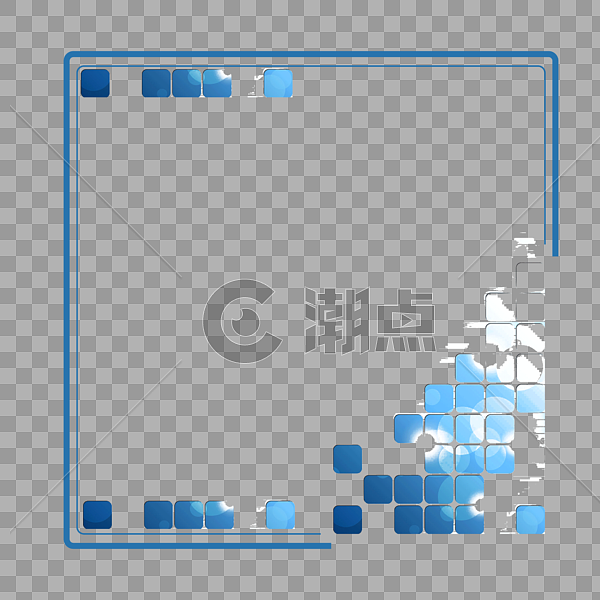 蓝色方块科技边框图片素材免费下载