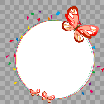 圆形红色蝴蝶边框图片素材免费下载