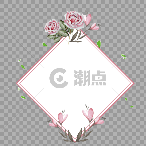 玫瑰花卉菱形边框图片素材免费下载
