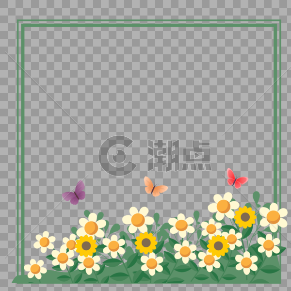 春天的花丛边框图片素材免费下载