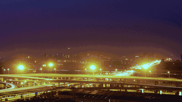 城市夜景到早上黎明GIF图片素材免费下载