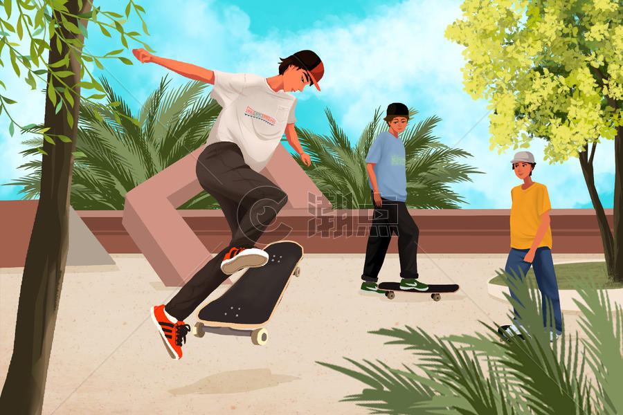 滑板少年图片素材免费下载