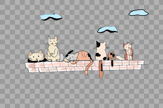 在砖上休息的猫咪图片素材免费下载