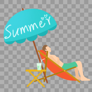 夏日沙滩日光浴的男子图片素材免费下载