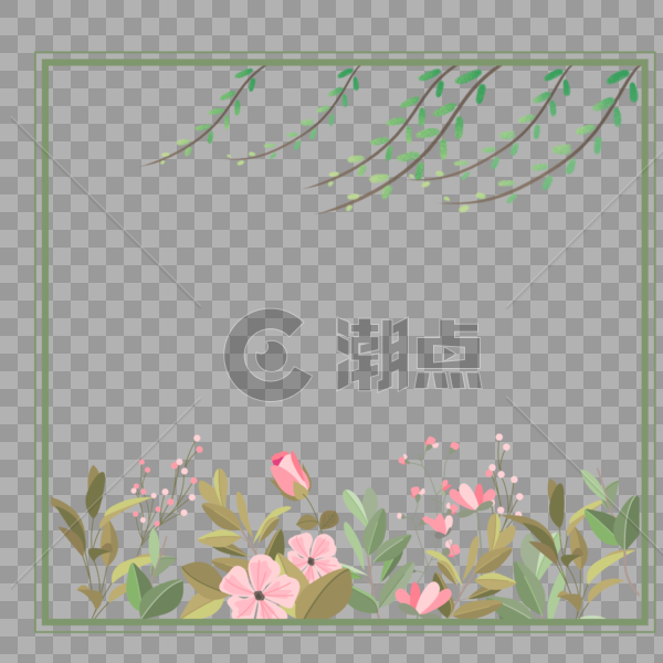 手绘粉色花朵边框图片素材免费下载