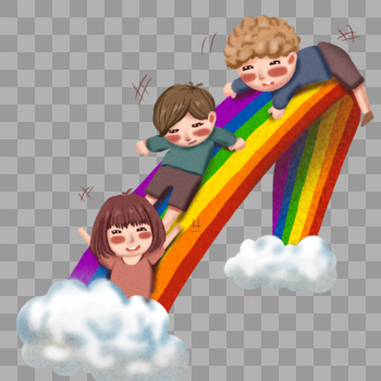 玩彩虹滑梯的孩子们图片素材免费下载