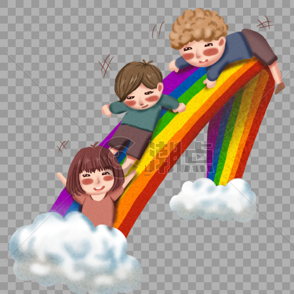 玩彩虹滑梯的孩子们图片素材免费下载