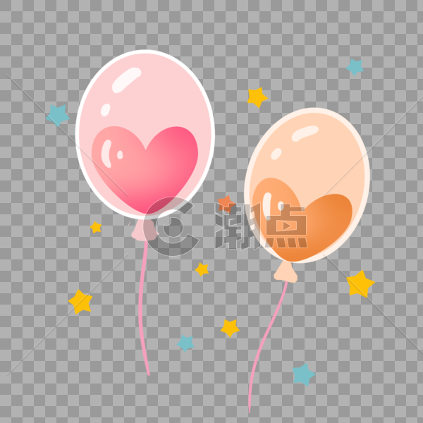 可爱气球小清新手绘插画元素图片素材免费下载