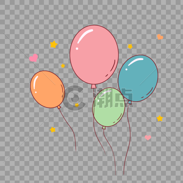 气球可爱清新元素插画图片素材免费下载
