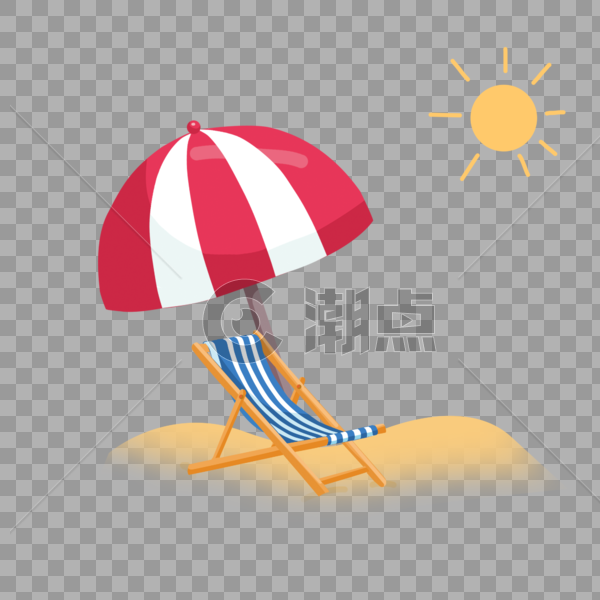阳光沙滩遮阳伞躺椅图片素材免费下载