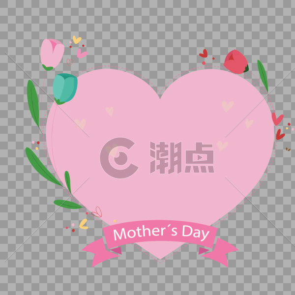 粉色清新花卉母亲节爱心边框图片素材免费下载