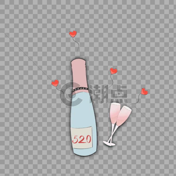 520情人节粉色香槟装饰图片素材免费下载