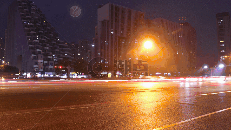 夜晚城市交通延时摄影GIF图片素材免费下载