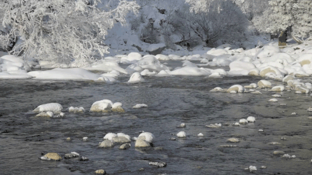新疆冬季高山流水GIF图片素材免费下载