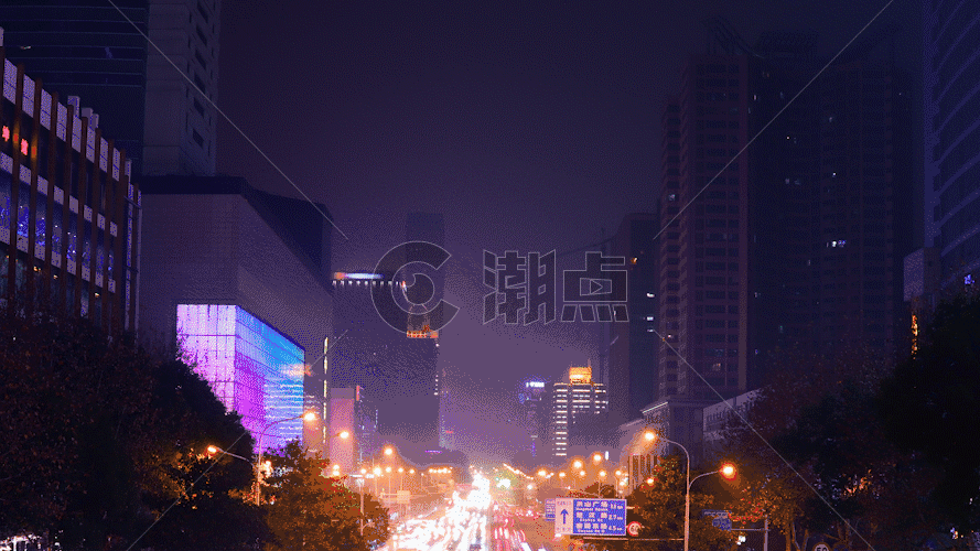 武汉中心中山路交通延时GIF图片素材免费下载