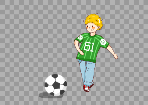 卡通可爱爱踢足球的男孩图片素材免费下载