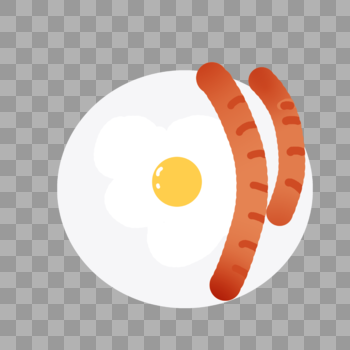 煎蛋早餐香肠美食食物卡通图片素材免费下载