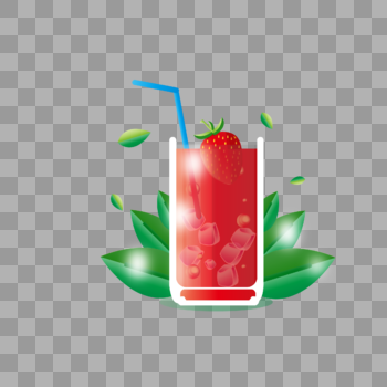 扁平化草莓冰块水果饮料图片素材免费下载