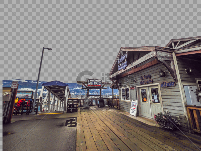 美国阿拉斯加西沃德码头木屋图片素材免费下载