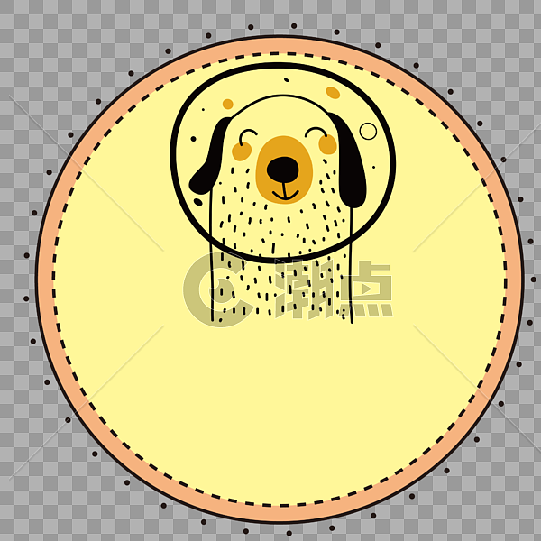 黄色圆形卡通狗边框图片素材免费下载