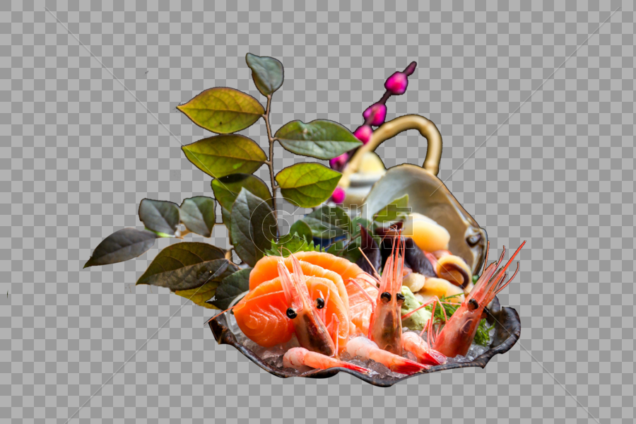 甜虾三文鱼刺身拼盘图片素材免费下载