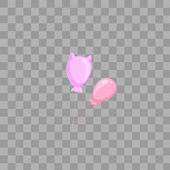手绘可爱成对粉红小气球图片素材免费下载