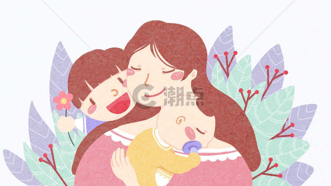 母亲节送花插画图片素材免费下载