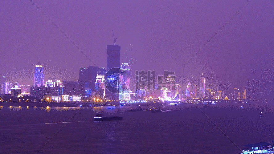 武汉长江口夜景延时GIF图片素材免费下载