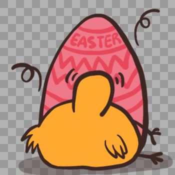 可爱小鸡躺着抱复活蛋图片素材免费下载