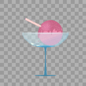 鸡尾酒杯中的冰淇淋球图片素材免费下载