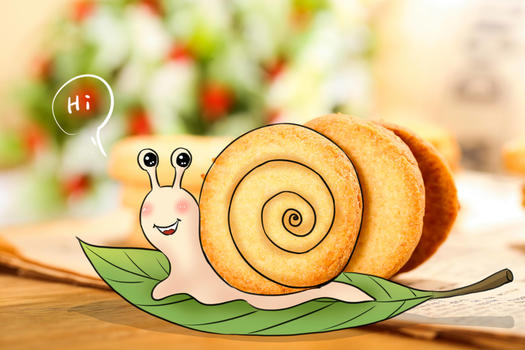 饼干蜗牛创意摄影插画图片素材免费下载