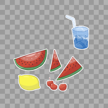 夏天水果冷饮西瓜柠檬图片素材免费下载