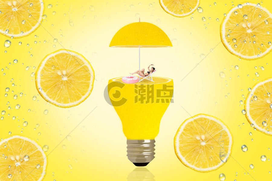 柠檬灯泡伞图片素材免费下载