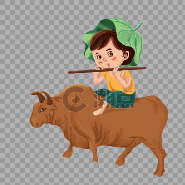 骑着牛吹笛子的牧童图片素材免费下载