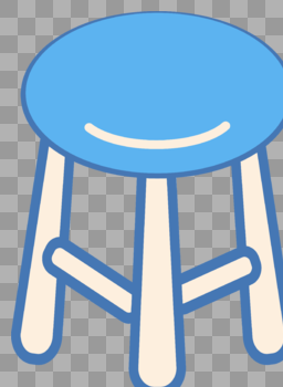蓝色手绘凳子插画图片素材免费下载