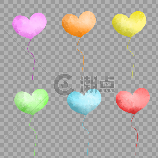 六一儿童节爱心彩色单只气球渐变手绘装饰图案图片素材免费下载