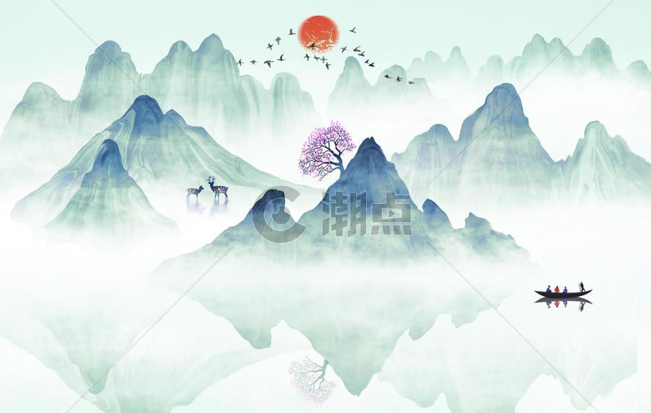 新中式山水装饰画图片素材免费下载