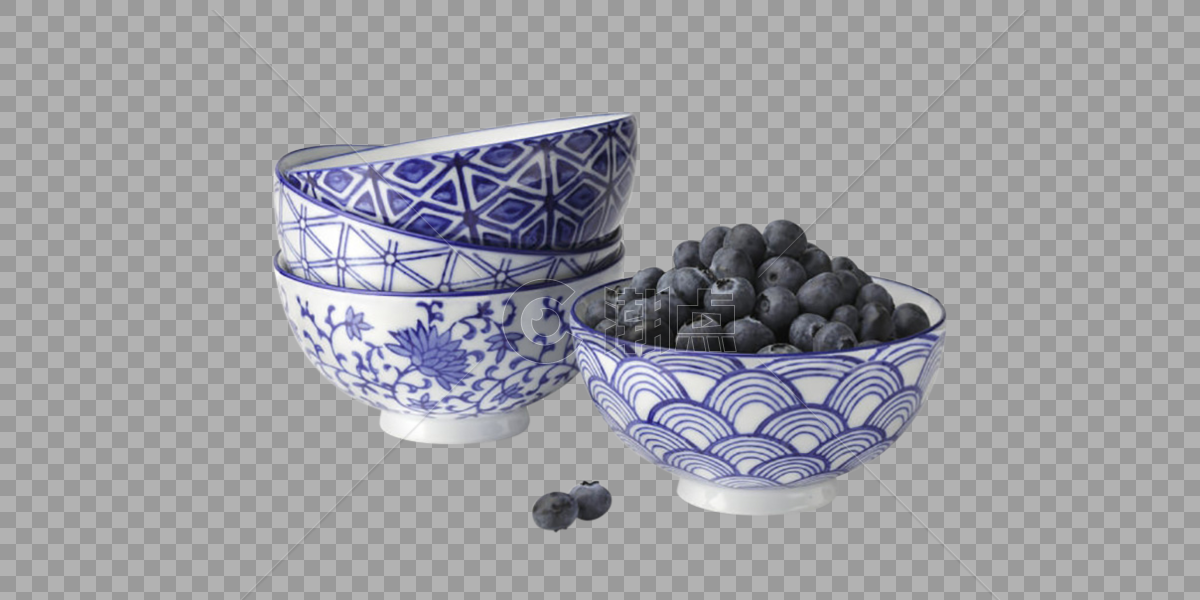 中国风瓷碗和蓝莓图片素材免费下载
